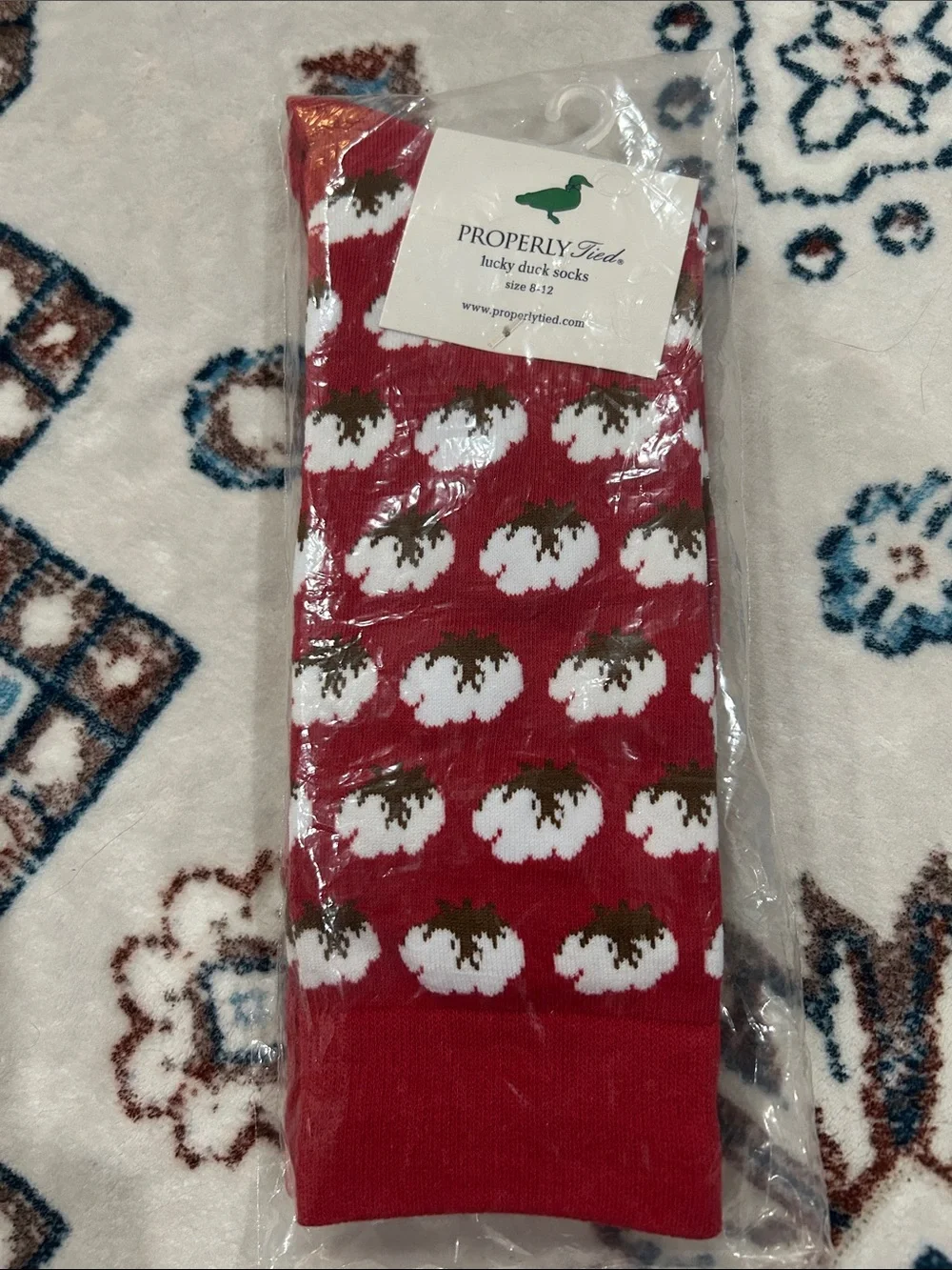 Properly Tied Men’s Lucky Duck Socks - Cotton Red